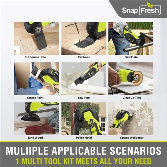 Cordless Oscillating Tool with 6 Speed, 3.2°Oscillating Angle, 22pcs Accessories - Picture 4 of 7